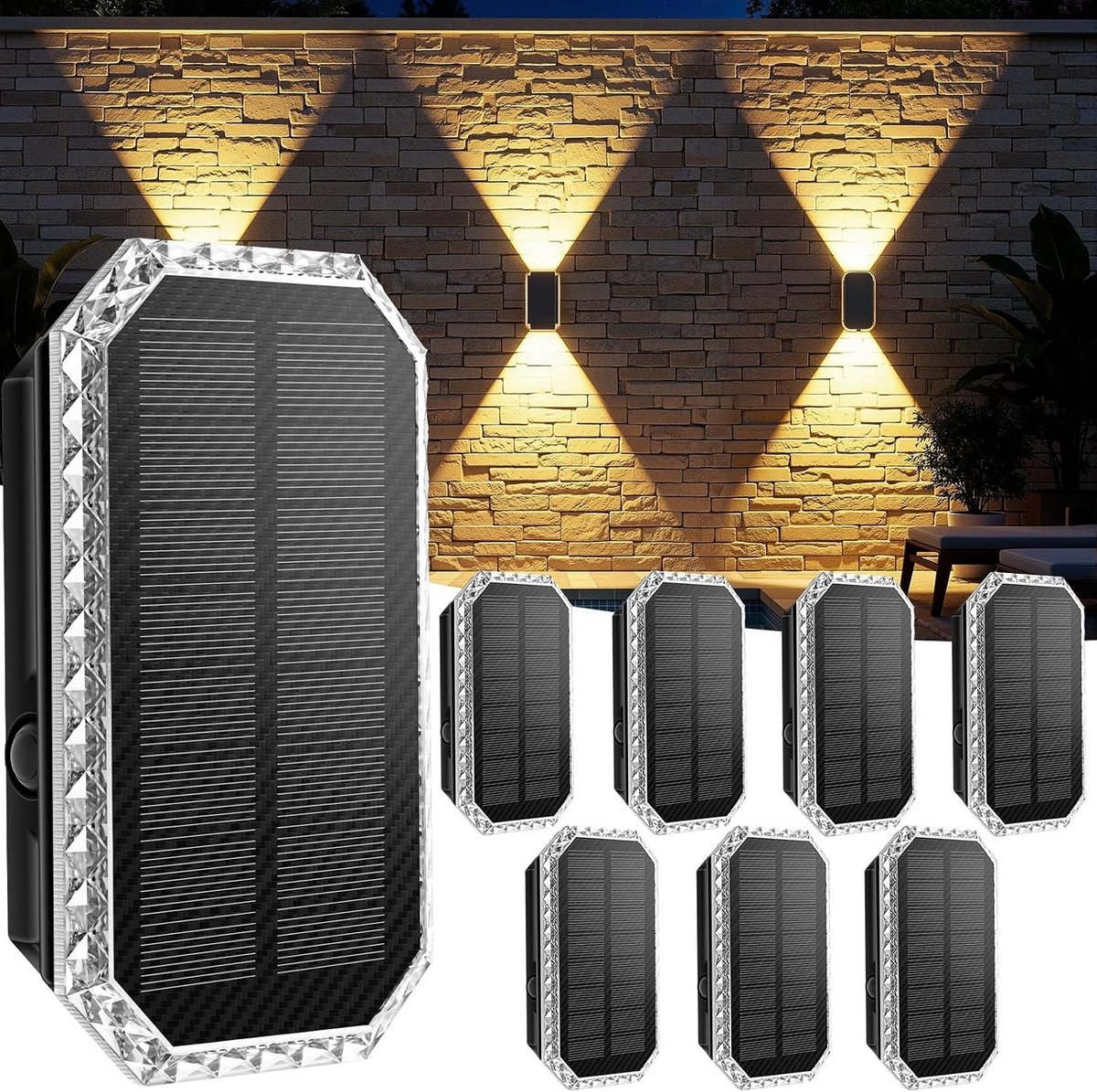 Buitenlampjes - Zwart - 8 stuks - Zonne-energie Led Tuinlampen met 3 Lichtkleuren - Waterdicht IP65