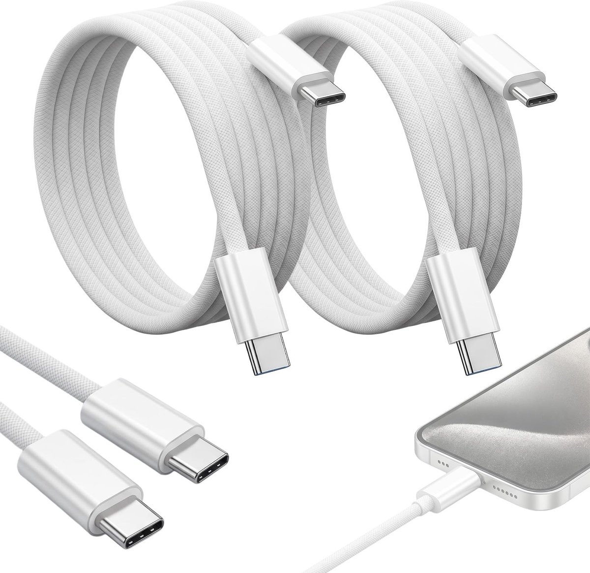 Omgoods - Set van 2 USB-C naar USB-C Oplaadkabels 2m PD 60W