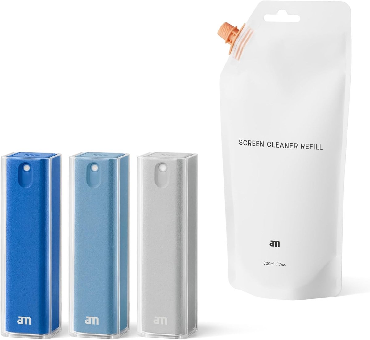 Schermreiniger - Blauw - 3-delig - Microvezeldoekjes en Spray met 200 ml Navulling - Voor Auto, Smartphone en Tablet