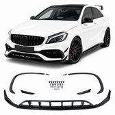 Voorspoiler Geschikt voor Mercedes A-Klasse W176 Facelift AMG Stylingpakket 10/2015-2018 – Front Lip Spoiler – Hoogglans Zwart