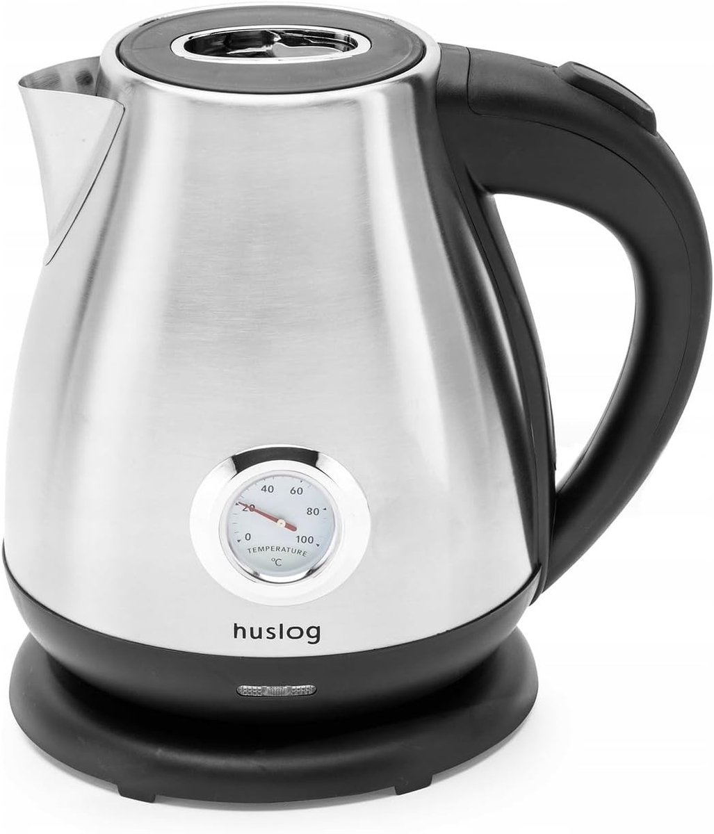 Retro waterkoker - Zilver - 1,7 Liter - Roestvrij Staal met Temperatuurmeter - Voor Thuisgebruik