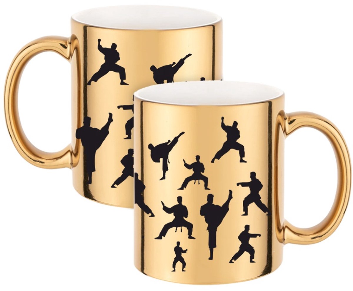 Gouden Glanzende Mok 330ml - Perfect Cadeau voor Karateka
