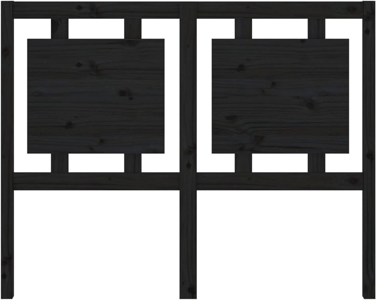 Hoofdbord Hout - Bedhoofdeinde Bedframe - Slaapkamer Decoratie - Massief Grenenhout - 1255 x 100 cm - Zwart