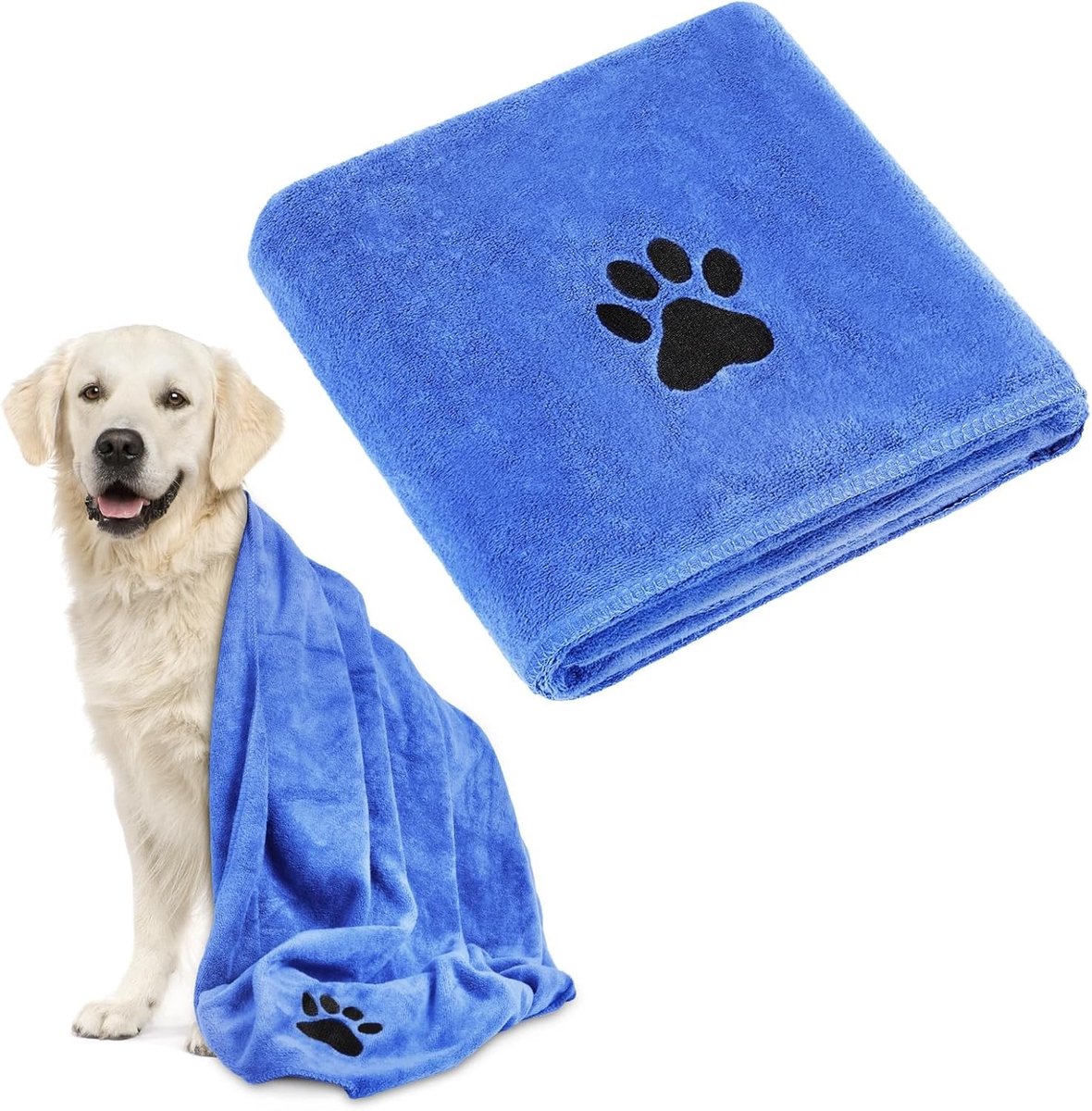 Hondenbadjas maat xl - Blauw - 140 x 70 cm - Microvezel Superabsorberende Hondenhanddoek - Voor Honden en Katten