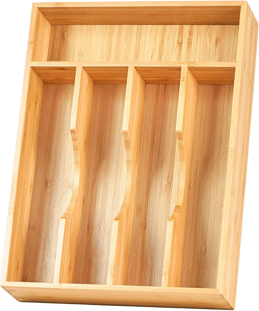 Bamboe Bestekbak voor- Kleine Keukenlade - 23 cm Bestek Organizer - Houten Besteklade Inzet voor Bestek- Messen en Keukengerei