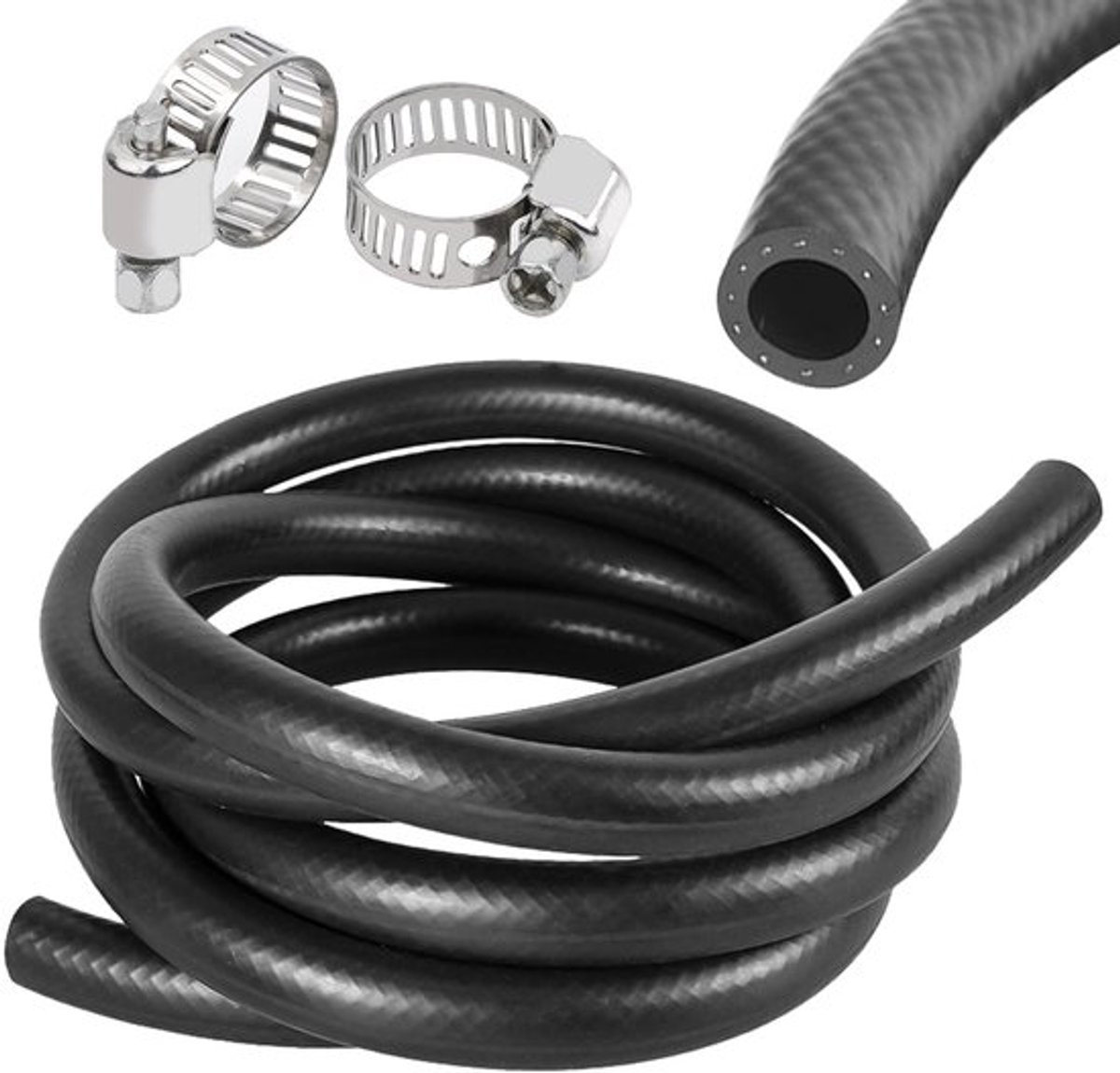 3 meter rubberen slang koelerslang, Ø 8 mm NBR benzineslang (intern 8 mm/extern 14 mm), voertuig brandstofleiding dieselslang, koelwaterslang voor benzine brandstof, met 2x slangklemmen