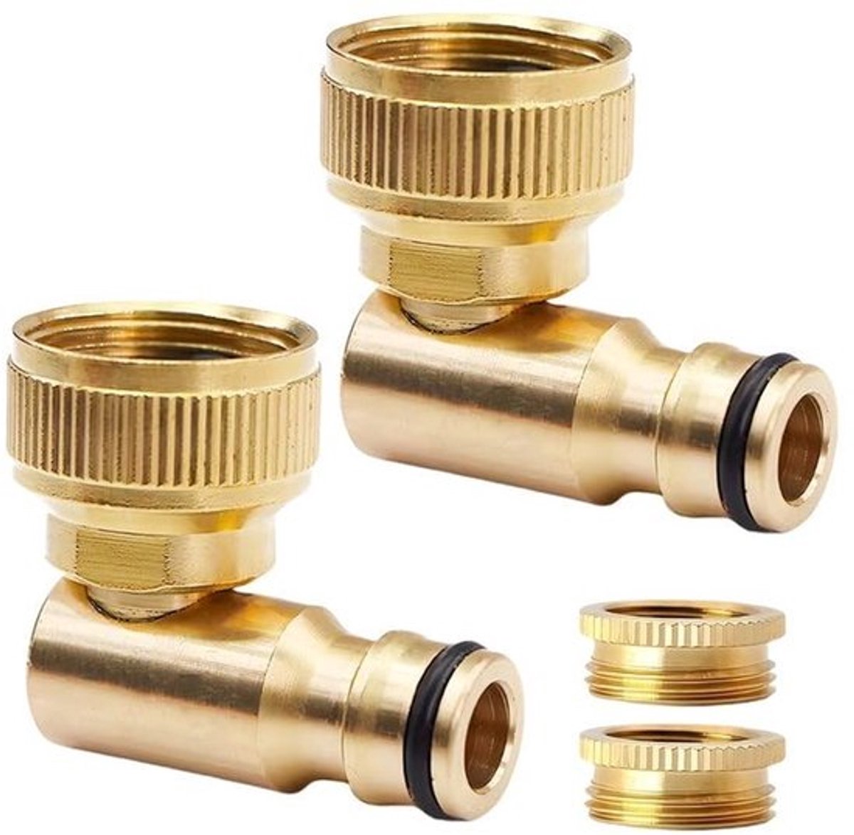 2 stuks messing kraanaansluiting 1/2 inch en 3/4 inch (3/4 inch), draaibare slangaansluiting 360 graden, buitendraad, slangkoppeling voor tuinslangen, irrigatieapparaten, kranen