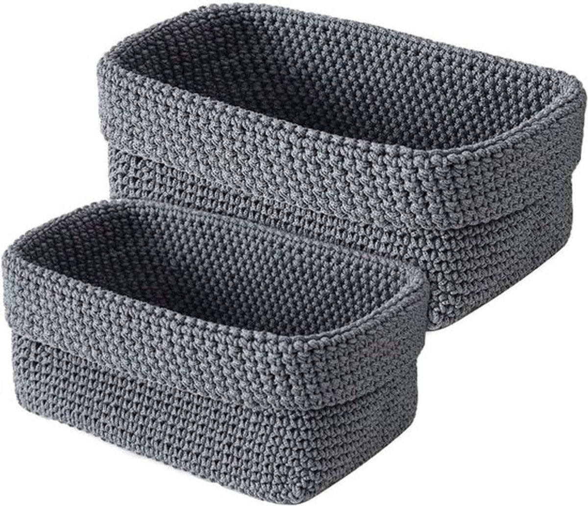 Opbergmand Handgeweven - 2 Stuks - Rechthoekig - Lichtgewicht - Duurzaam - Onderhoudsvriendelijk - Afmetingen 29x15x18,5 cm en 21x13x15,5 cm - Opbergmanden