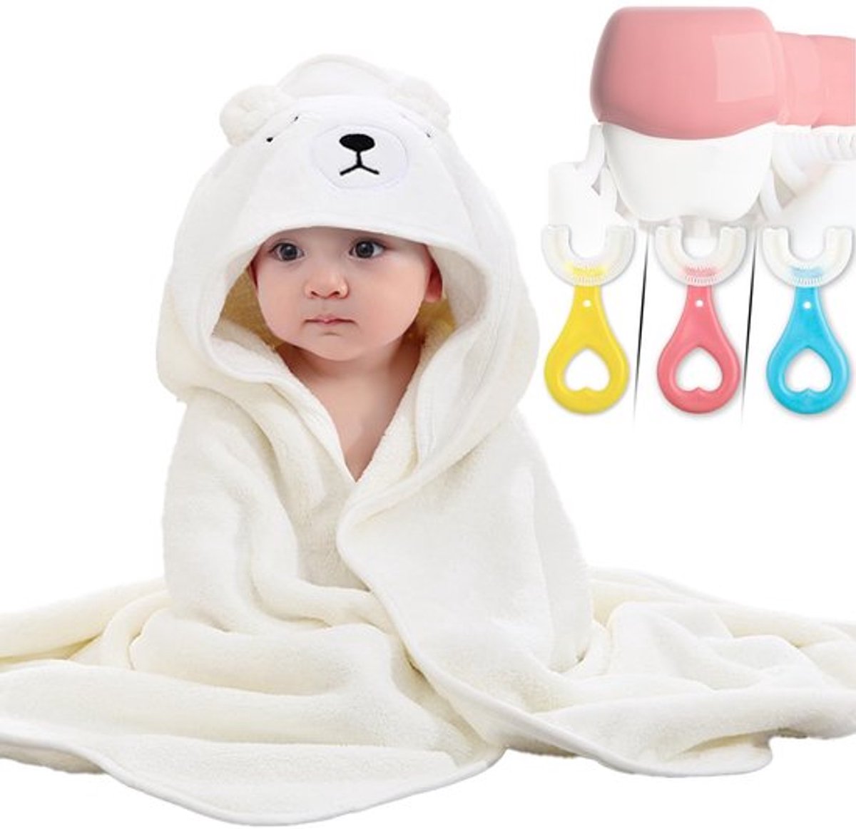 Handdoek Set - 2 Handdoeken met Capuchon - Babyhanddoek - Extra Zacht - Super Absorberend - Ademend en Sneldrogend