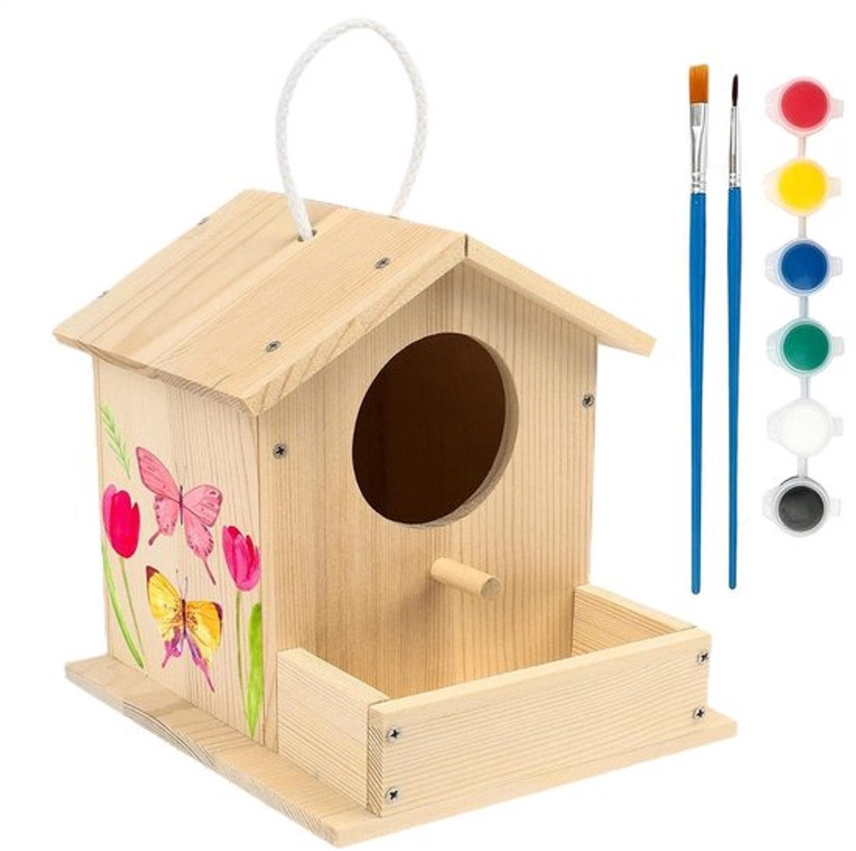 Vogelnestkastenset van Hout - Voor Papegaaien en Kanaries