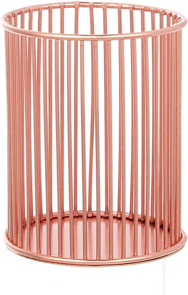 Metalen pennenhouder - Geschikt voor make-up kwasten, potloden, enz. op het bureau - voor het organiseren van spullen thuis en op kantoor - Roségoud - 10cm x 8cm