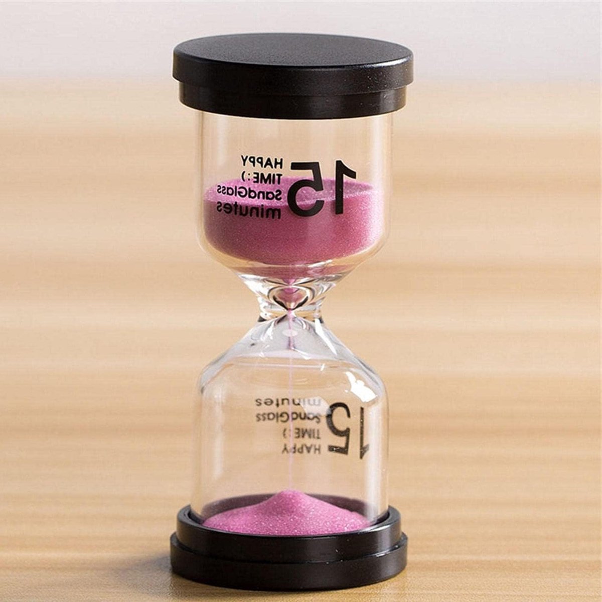 Zandloper Decoratie - Zandklok Timer - Keuken Koken - Handgemaakt Glas - 15 minuten - Roze