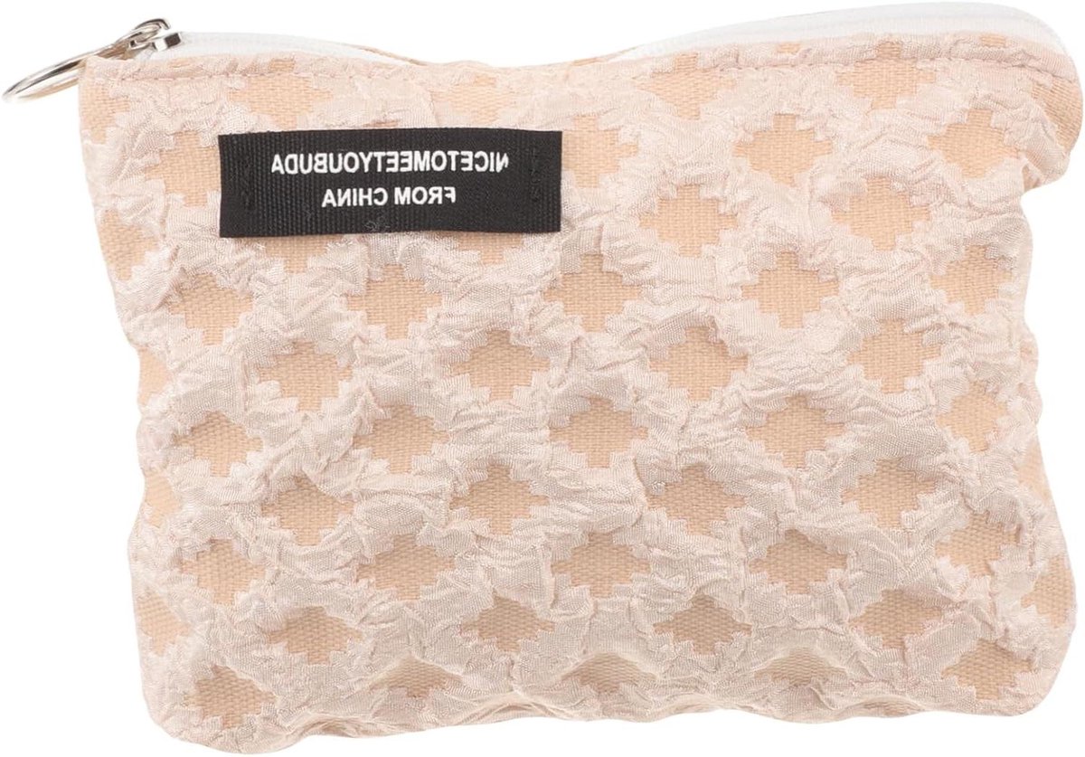 Opbergtas Maandverband - Compact Pouch - Hygiënisch Opbergen - Privacy Beschermend - 15 x 12 x 1 cm - Beige