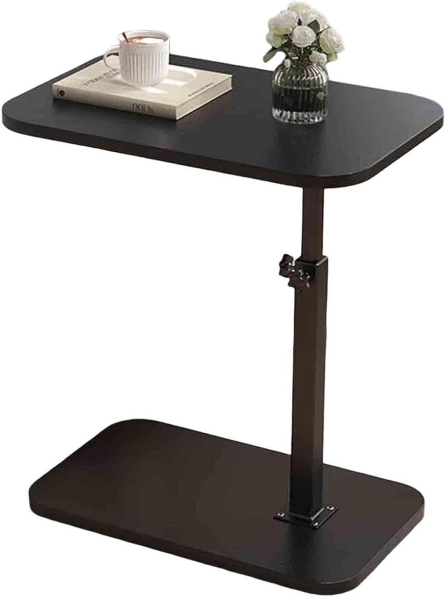 Bijzettafel C-vorm - Verstelbare tafel - Laptop Gebruik - Met Lade - 45x30cm - Zwart