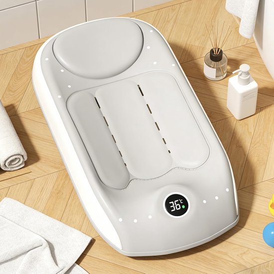Baby Badhouder - Baby Badzitje - Veilig Baden - Temperatuur Sensor - 56.8 x 29.7 x 8.1 cm - Grijs — afbeelding 3