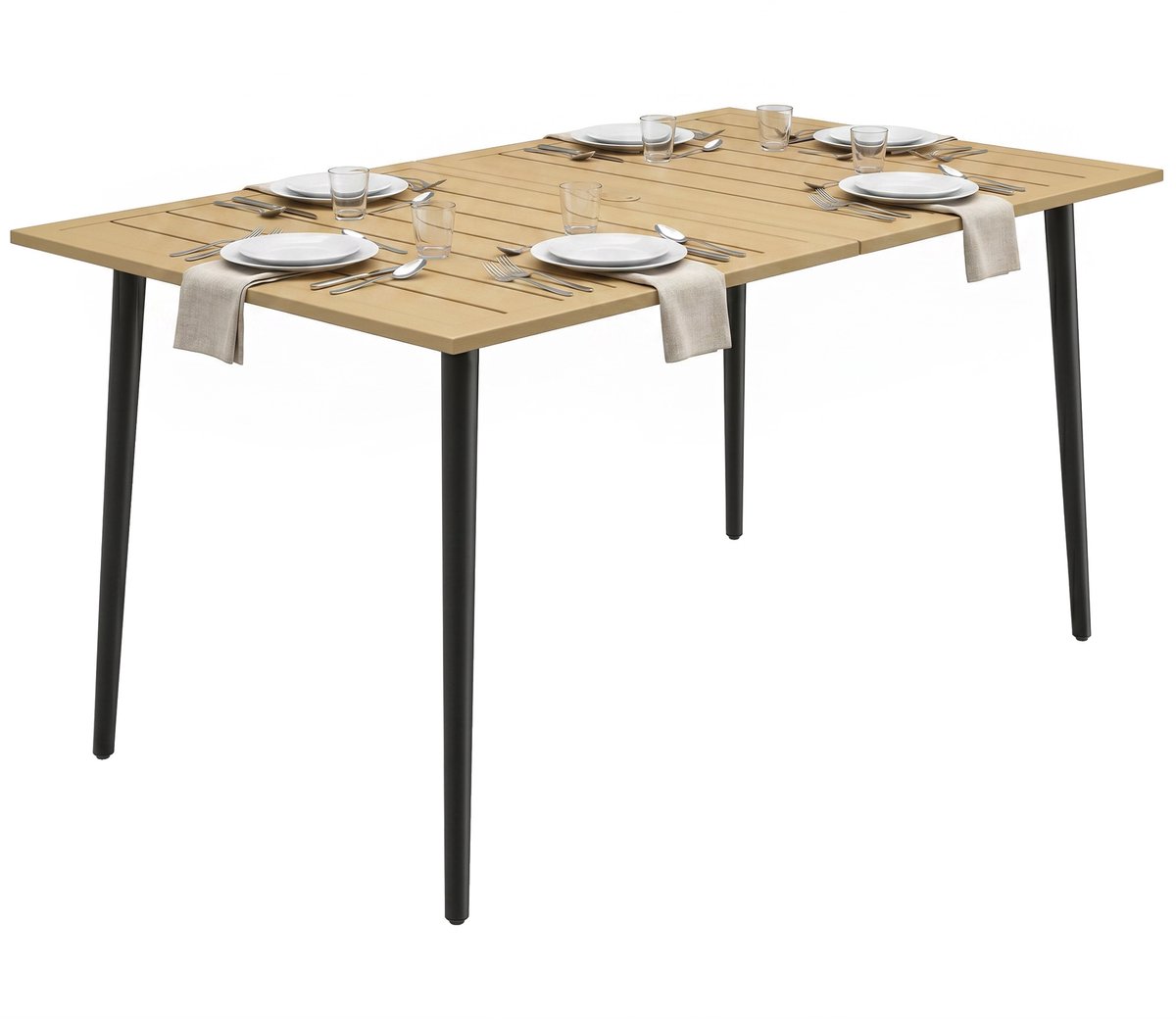 Outsunny Tuintafel-Staal, metaal-150L x 90B x 73H cm-Bruin