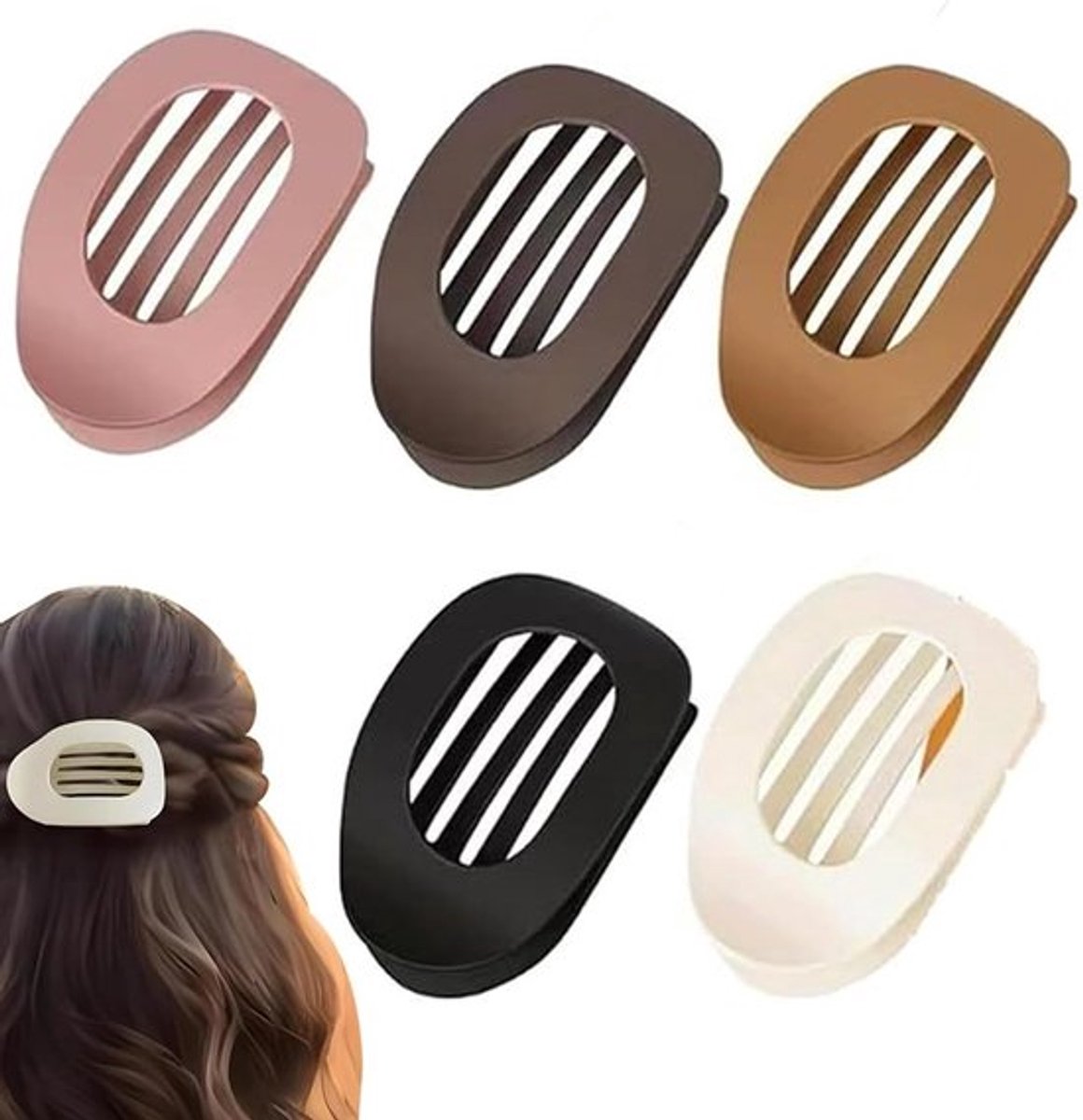 Ovale haarspelden voor dames, 5 stuks, antislip en elegante accessoires voor sport en dagelijks gebruik, geschikt voor dun en dik haar
