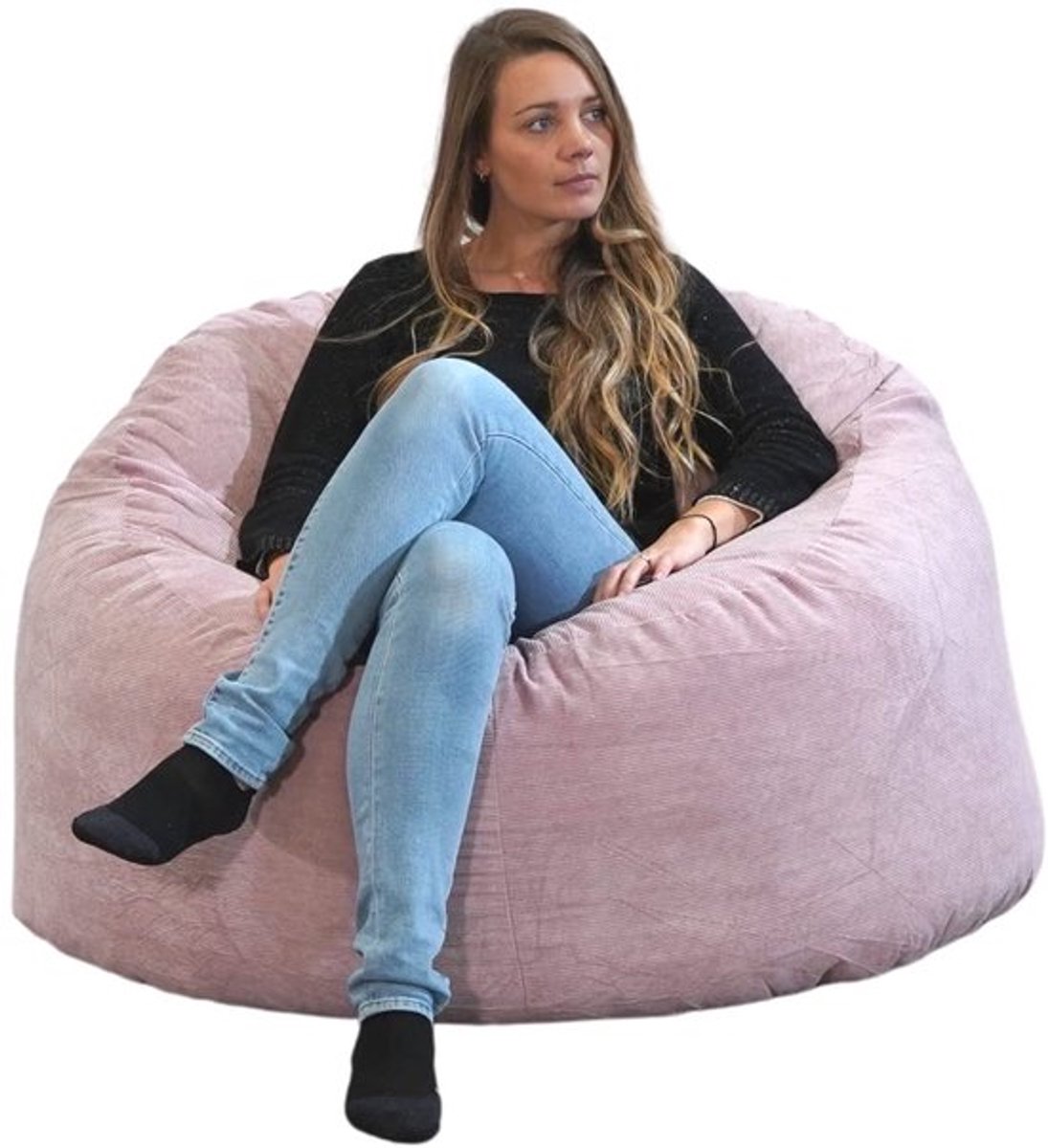 Poef 100 cm - Comfortabele Corduroy Poef - Geschikt voor Binnen/Buiten - Zachte Hoes - Duurzaam - Gewicht 15 kg - Zitzak