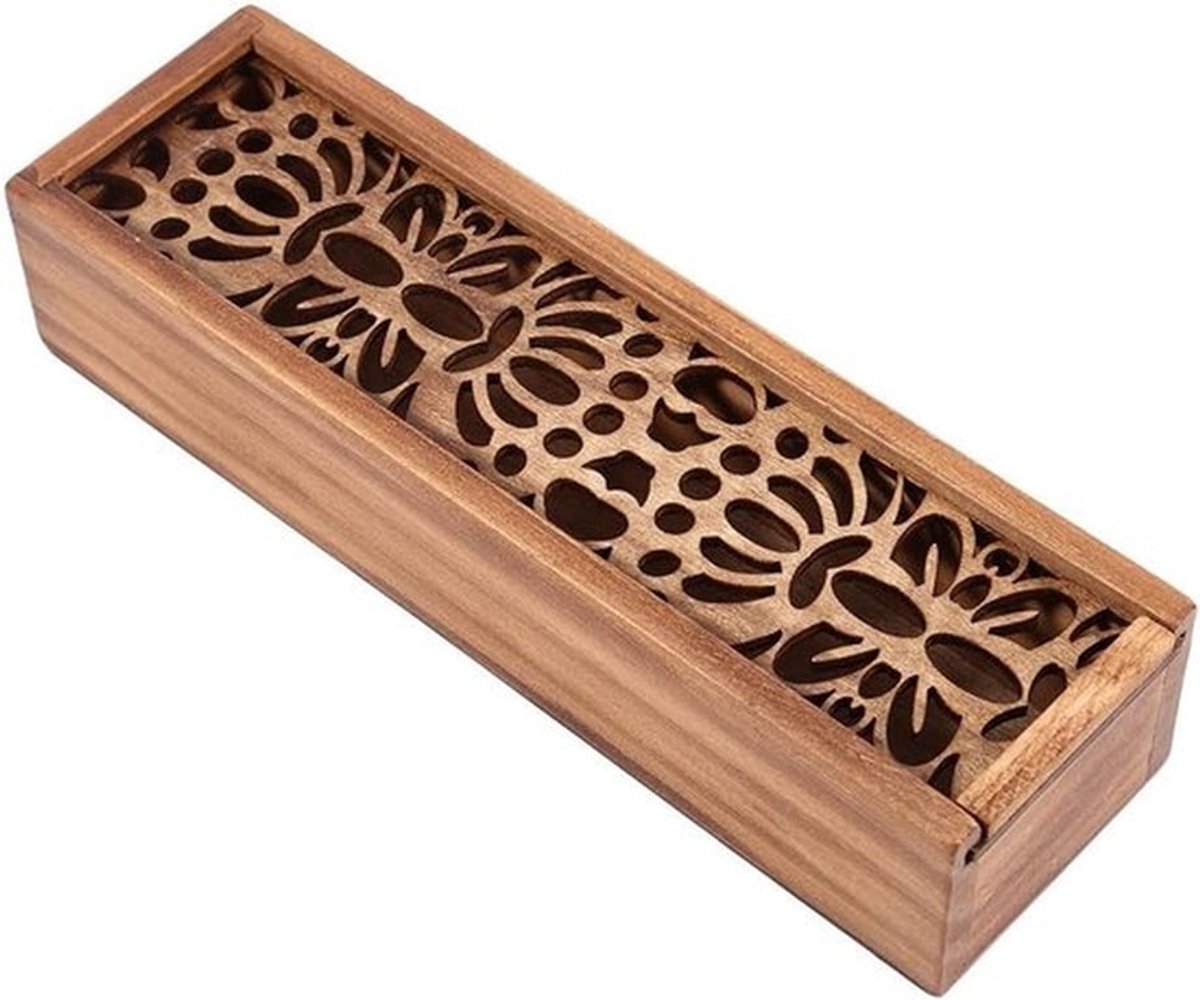 Houten Pennendoos met Holle Penhouder - Desk Organizer voor Studenten en Kantoor, Perfect Cadeau voor Schoolgebruik