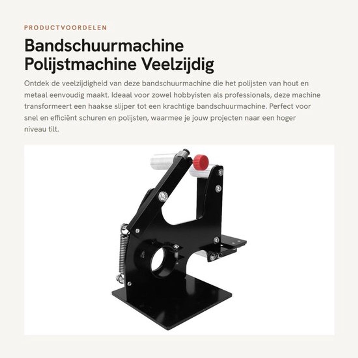 Bandschuurmachine - Polijstmachine - Veelzijdig met adapter - 50 mm breed - Voor hout en metaal - Handig voor snel polijsten - Geschikt v...
