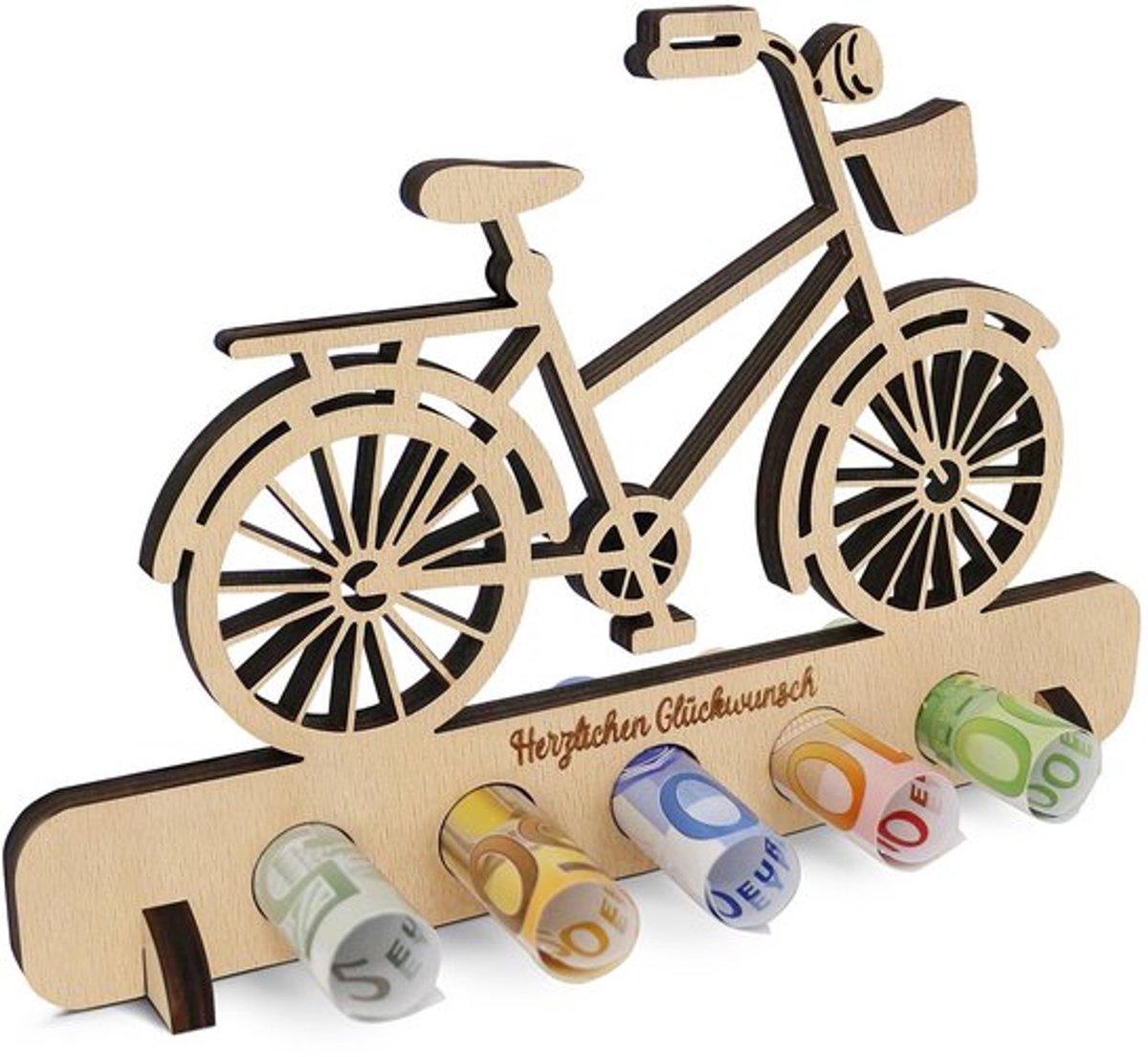 Geldgeschenken Hout Handgemaakt - Verjaardag - Decoratie Fiets - Spaarpot - Gastenboek - Duurzaam en Robuust - Cadeau