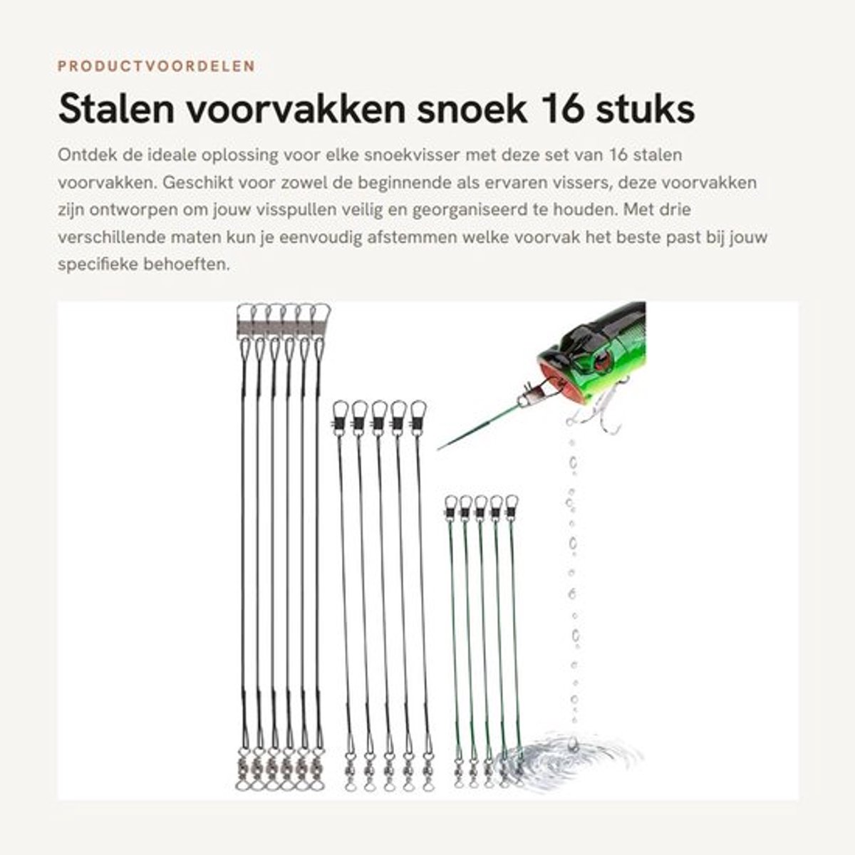Stalen Voorvakken - Set van 16 Stuks - 3 Maten - Geschikt voor Snoek - Duurzaam Materiaal - Ideaal voor Vissen - Vishaak