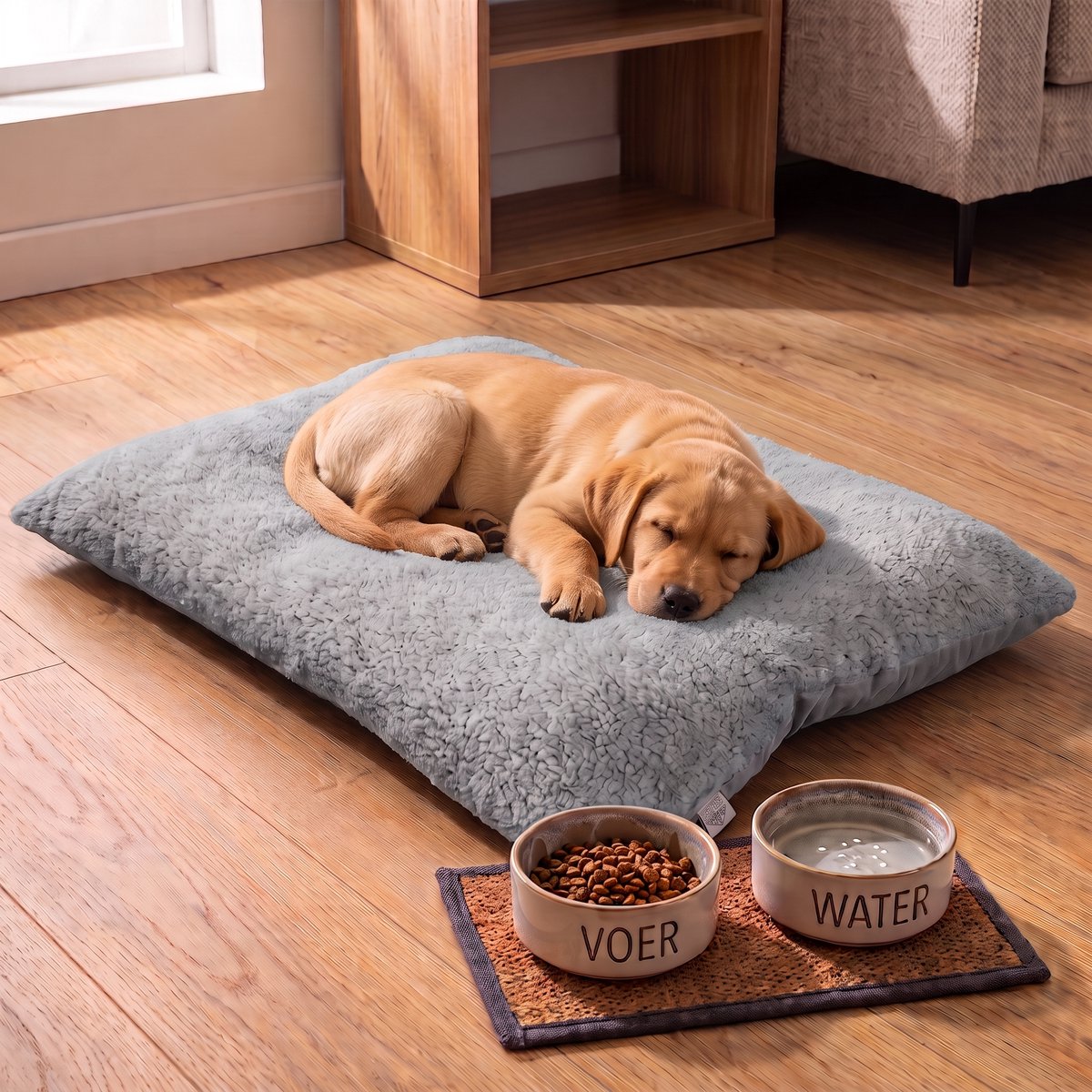 INDECOR Hondenkussen & Kattenkussen - Dubbelzijdig Huisdierbed - Wasbaar Dierenkussen - Zacht Ligkussen voor Hond & Kat - Lichtgrijs-Grijs- 35 x 50 cm
