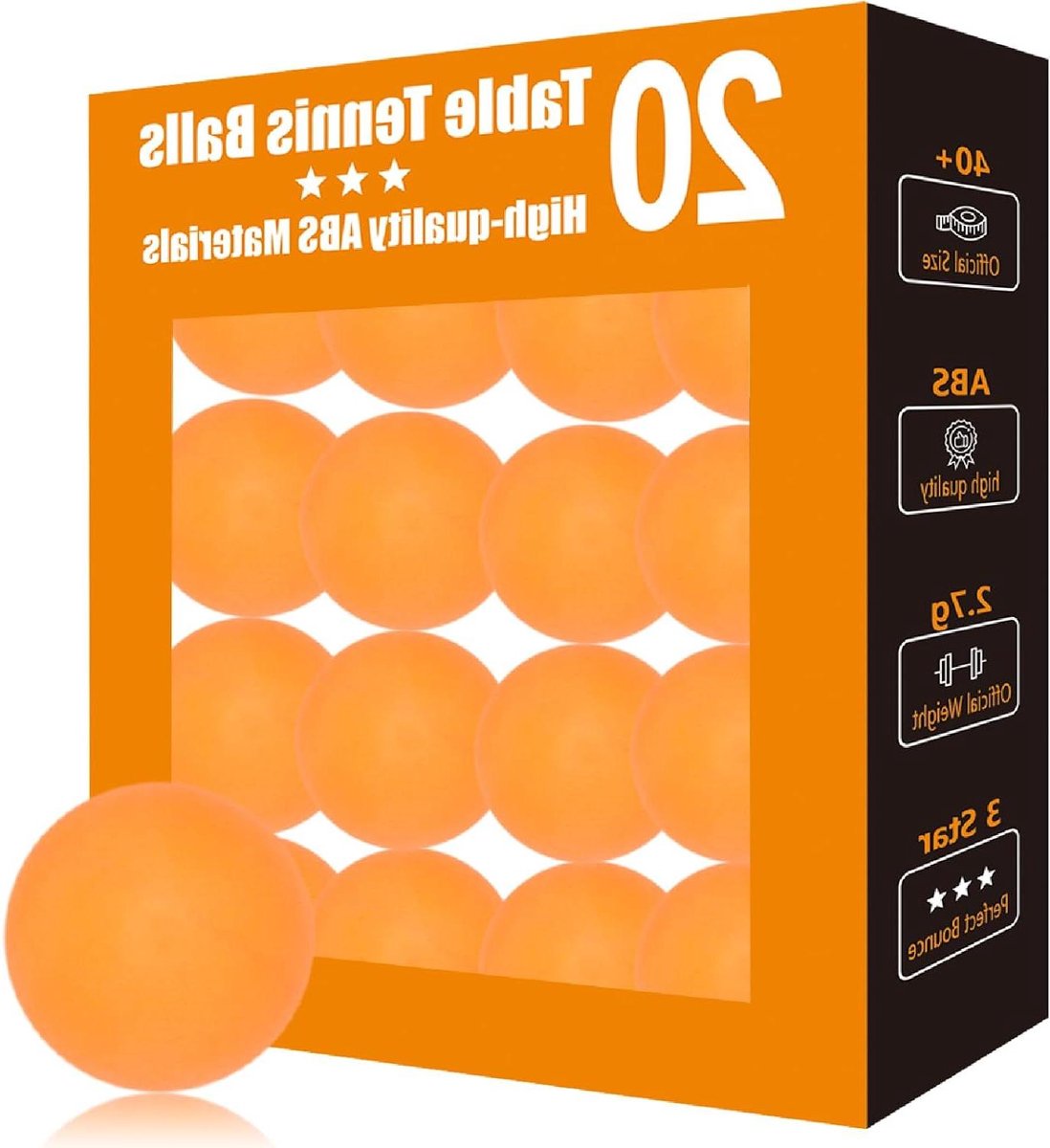 Tafeltennisballen 3 sterren - Pingpongballen wedstrijd - Training en spel - Onbreekbare ABS-kern - 20 stuks - Oranje