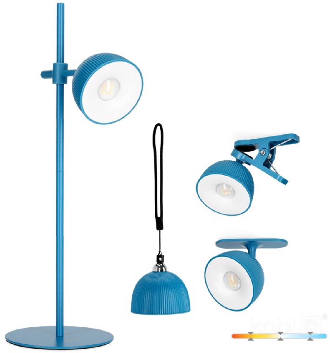 LED Orbi 2,5W 4in1 Bureaulamp magnetisch Blauw - CCT Lichtkleur instelbaar | Incl. Klem, plafondmontage, koort