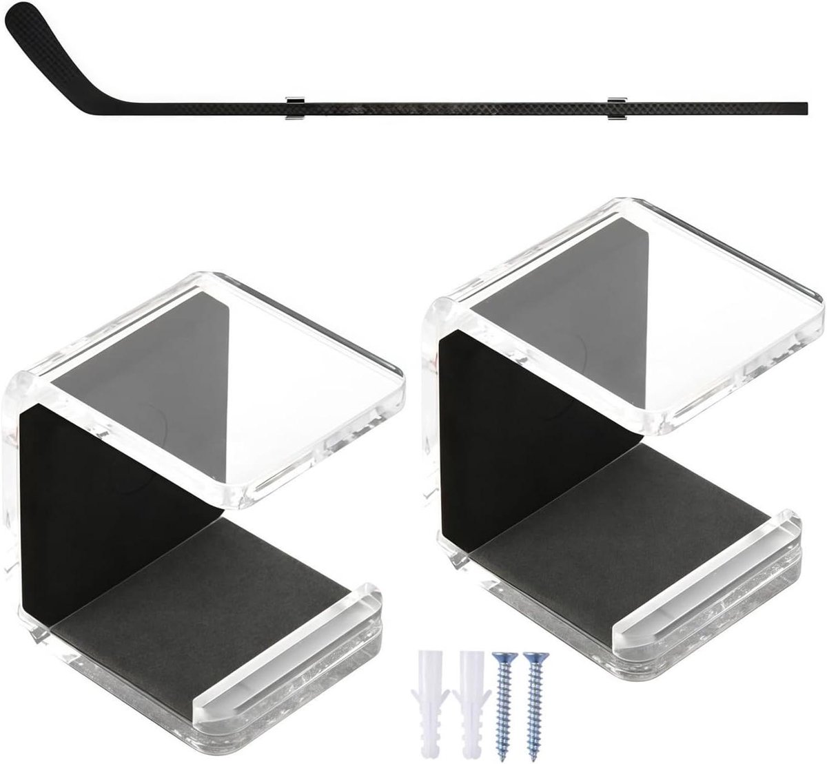 Hockeystick Muurbevestiging - Displayhouder Tandwielhanger - Sportuitrusting Organiseren - Anti-kras Bescherming - 43 x 4 x 33 cm - Transparant