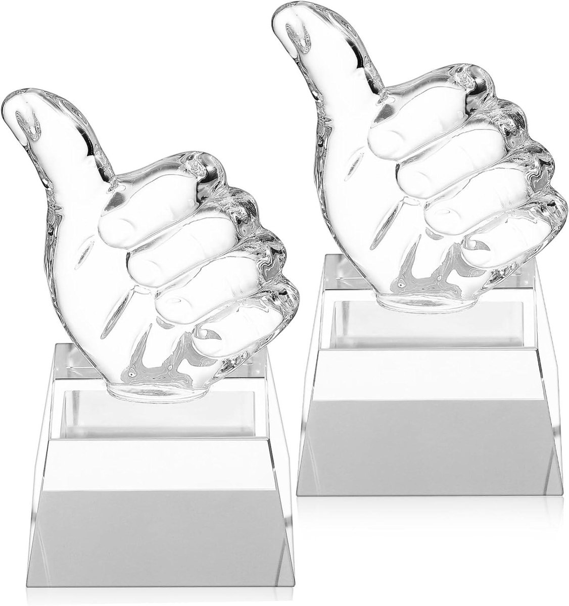 Kristallen Trofee - Award Beker - Prijsuitreikingen - Handgebaar Vorm - 12 cm - Transparant