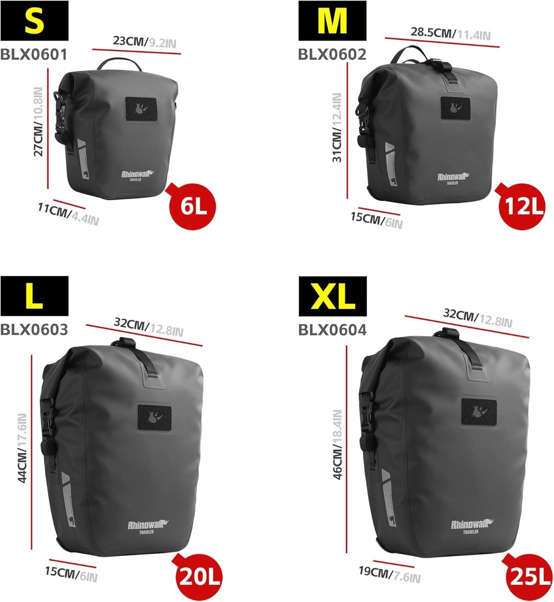 Fietstas enkel - Zwart - 25 Liter - Waterdichte Bagagedragertas met Snelsluiting en Reflecterende Elementen - Voor Fietsers