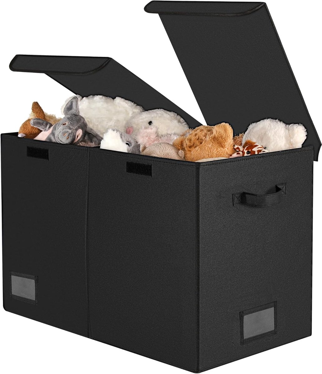 SAYS Grote Speelgoeddoos, 1 Pak Stoffen Speelgoedkist met Deksel, Kinderspeelgoedkist met Deksel, Opbergdoos voor Speelgoed Opbergen en Organiseren, Toy Storage Box - Zwart