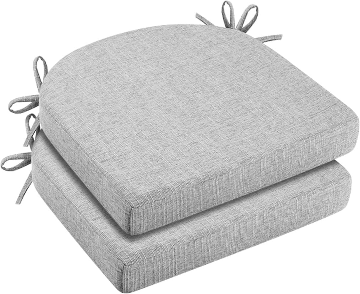 Set van 2 stoelkussens, 43 x 42 x 5 cm, schuimrubber met hoge dichtheid, comfortabel zitkussen voor binnen en buiten, voor tuin, balkon, woonkamer, grijs