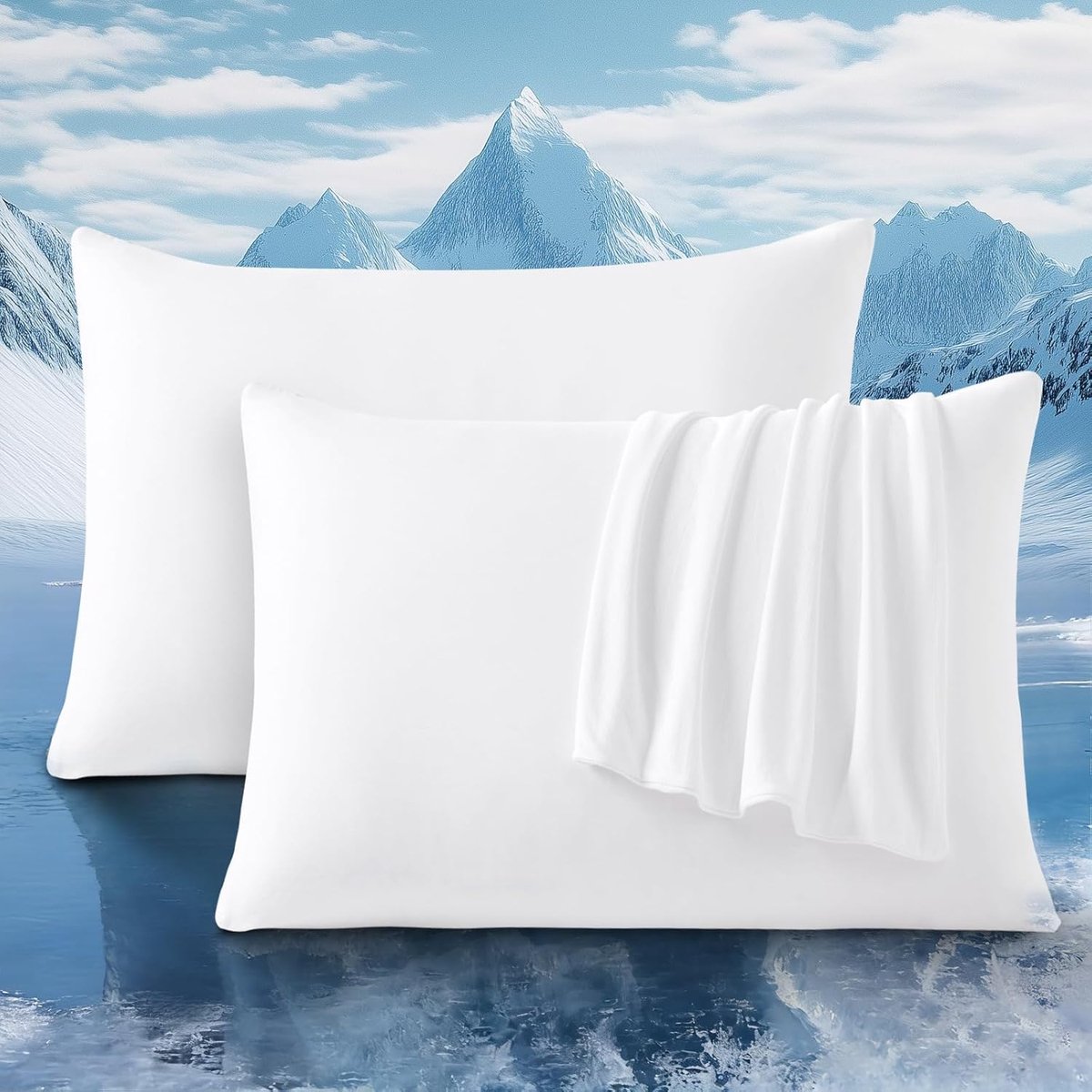 SnelShoppen - 2x Cooling Pillowcase 40x80cm - Super Zachte Kussenhoes - Japanse Arc-Chill Q-Max 0.5 Koelvezel + 100% Katoen - Ademend - Verborgen Rits