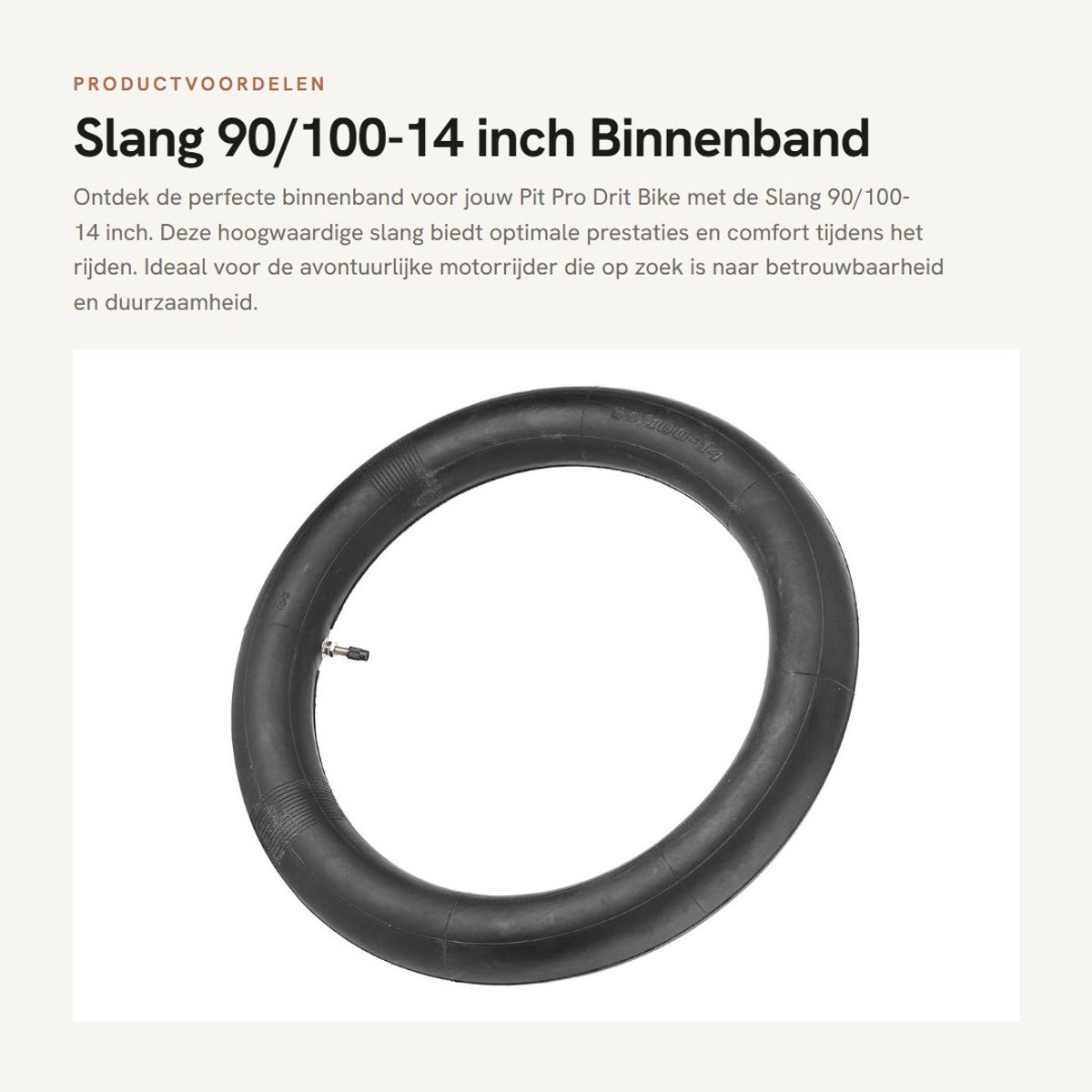 Dailygoods- Binnenband 90/100-14 inch - Achterste Slang - Hoogwaardig Rubber - Hittebestendig - Geschikt voor PIT PRO Drit Bike - Dikkere Uitvoering - Band