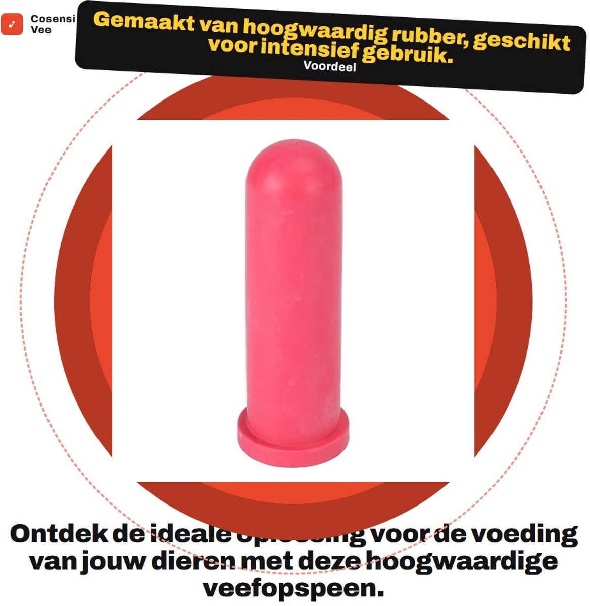 Dailygoods- Fopspeen Veefopspeen - Rubber - Voedingsapparatuur - Geschikt voor Runderen/Schapen - Duurzaam - Hygiënisch - Lichtgewicht