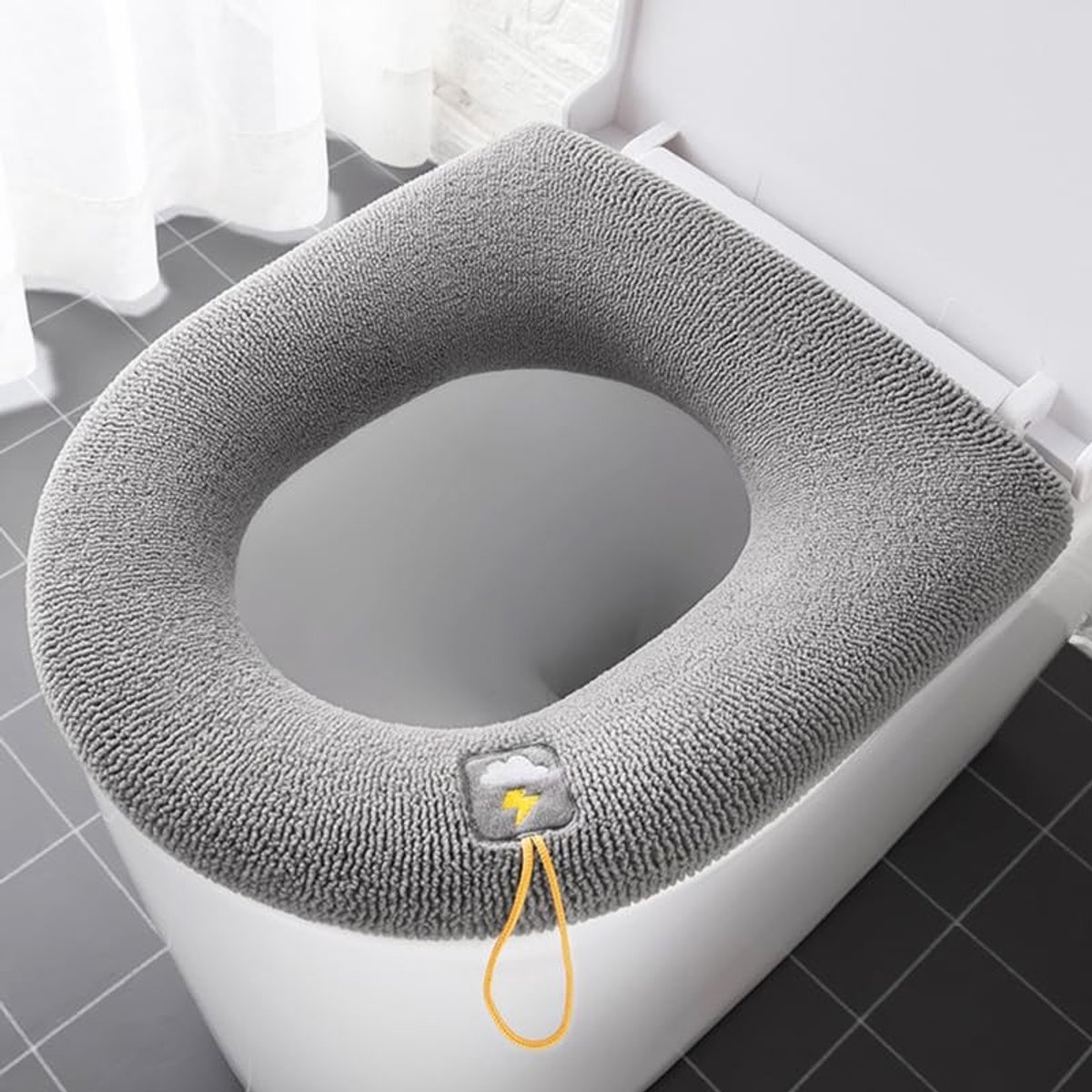 Dailygoods- Toiletmat Gewatteerd - Wc-brilhoes Wasbaar - Polyester - Universale Gebreide Hoes - Hygiënisch - Volledig Omhulde Ontwerp
