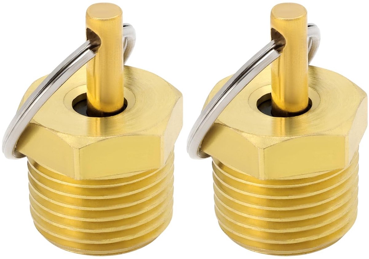 Dailygoods- Afvoerklep - 1/2 Inch NPT - Messing - Veiligheidsklep - Trekring - 21mm Hex Diameter - Duurzaam ontwerp