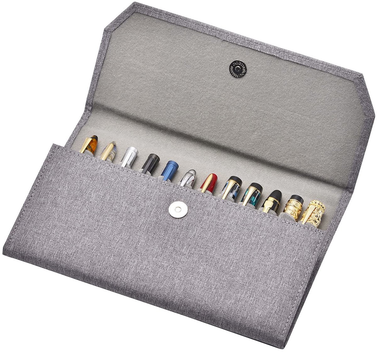 Dailygoods - Pennenetui met 12 Sleuven van Imitatieleer en Waterdicht Canvas - Grijs