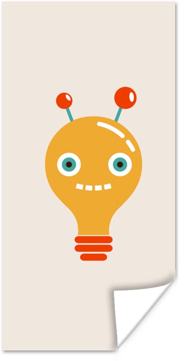 Poster 20x40 cm - Robot - Gloeilamp - Gezicht - Antenne - Kinderen - Posters - Kamer decor