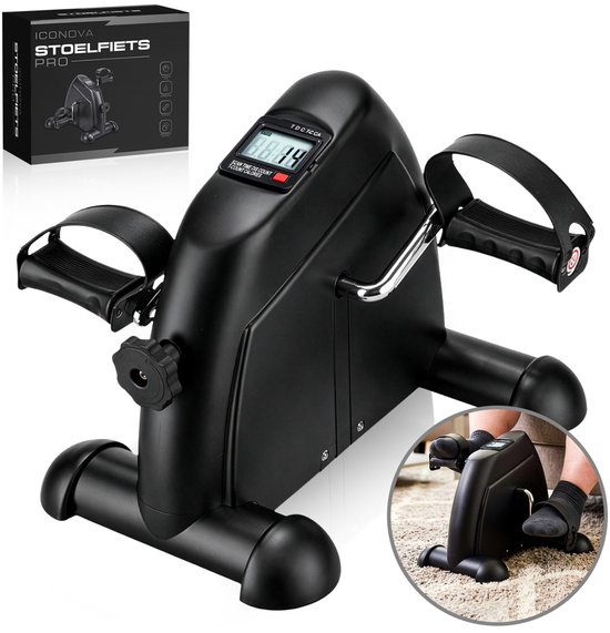 ICONOVA® Stoelfiets – Onder Bureau Fiets met LCD Display – Mini Hometrainer voor Benen & Armen – Compacte Pedal Trainer voor Thuisgebruik & Revalidatie