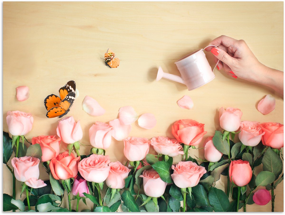 Poster 160x120 cm - Bloemen - Rozen - Gieter - Posters - Kamer decoratie - Wanddecoratie w