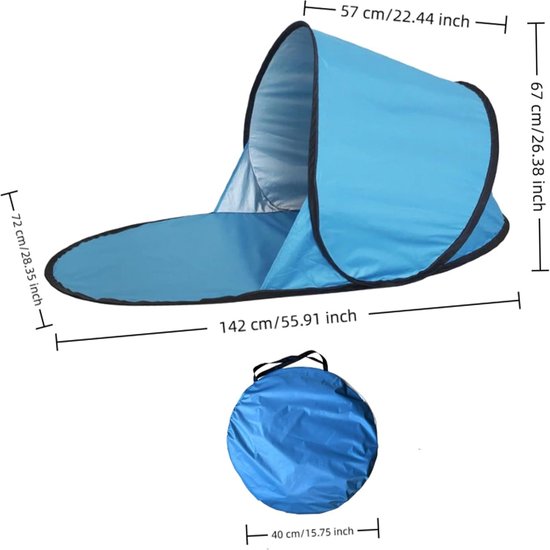 Babytent voor strand, instant pop-up baby zonnetent, lichtgewicht draagbaar zonnescherm voor strand camping, blauw — afbeelding 3