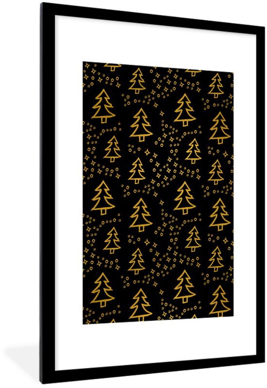 Cadre photo avec affiche - Sapin de Noël - Or - Motif - 40x60 cm - Cadre pour affiche - Décorations de Noël - Décoration de Noël pour l'intérieur - Noël
