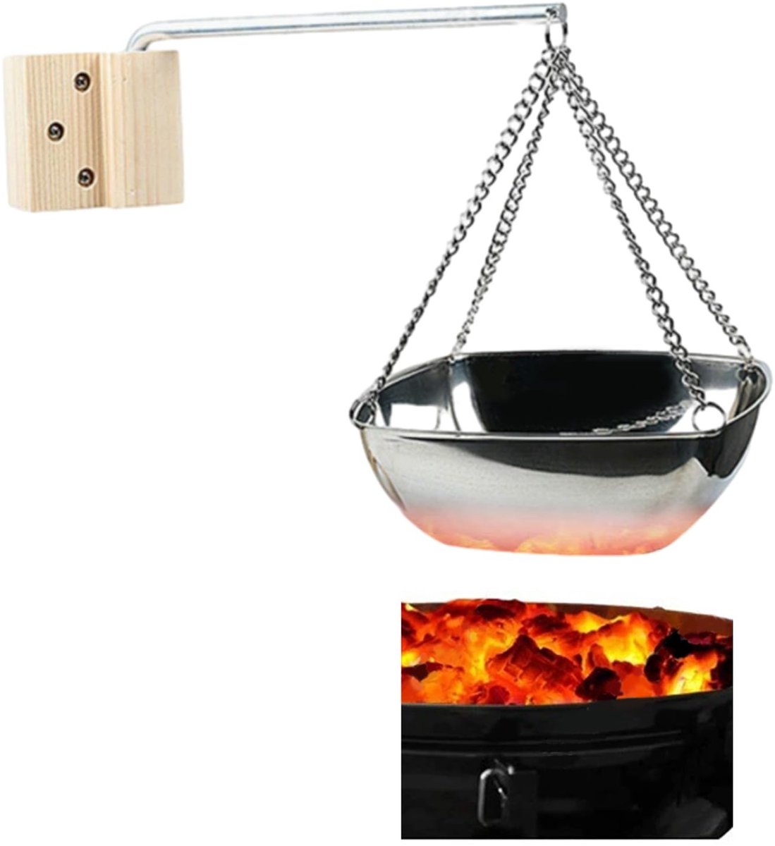 Dailygoods- Aromatherapiekom Roestvrij Staal - Wandmontage - Verstelbare Schommelarm - Sauna Accessoires - Voor Thuis Spa - 20cm/12cm - Sauna Oliehouder