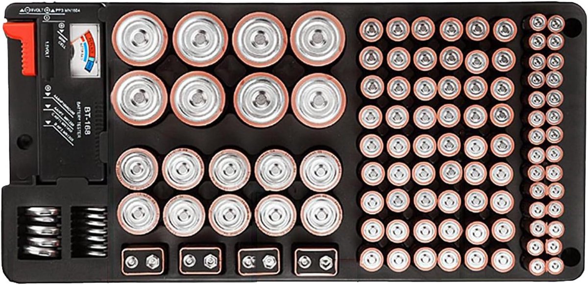 Batterijhouder - Opbergdoos - Batterijen Organiseren - Waterdicht Stofdicht - 116 Batterijen - Zwart