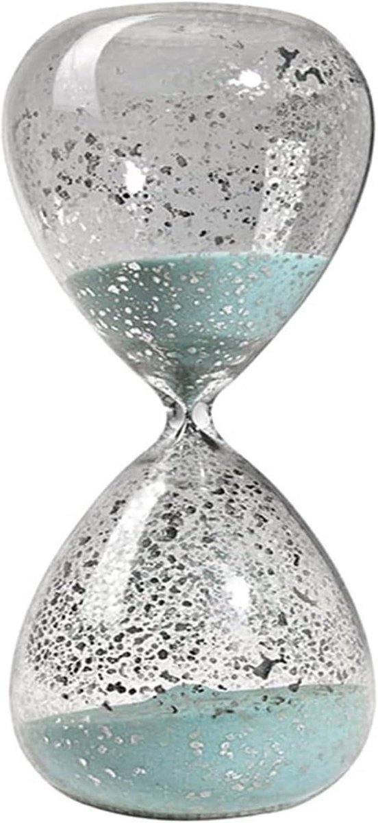 Zandloper Timer - Zandklok Glas - Tijd Meten - Decoratief Object - 9cm x 25cm - Blauw