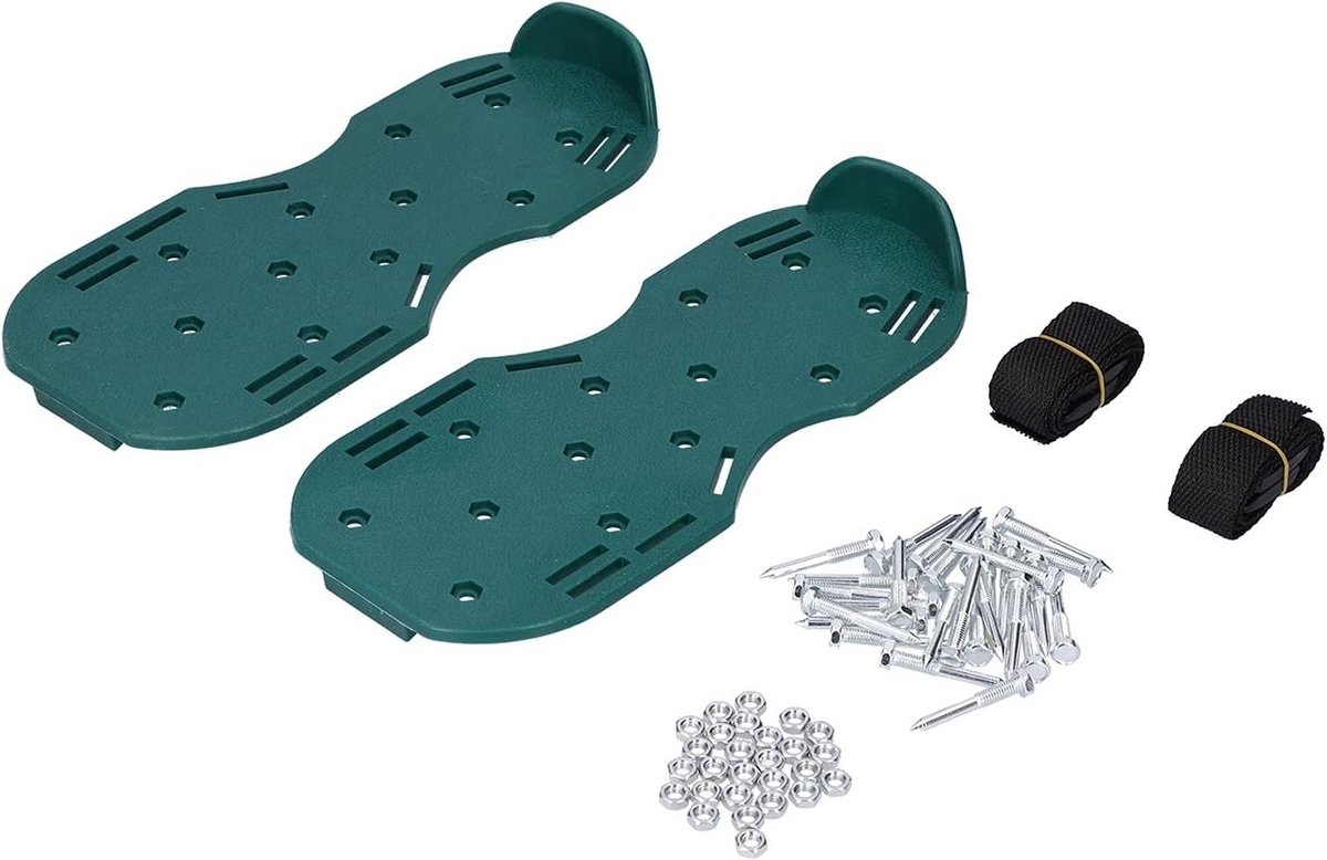 Gazon Beluchter Sandalen - Gras Spikes - Bodem Losmaken - Inclusief Sleutel - 30 x 13 cm - Groen