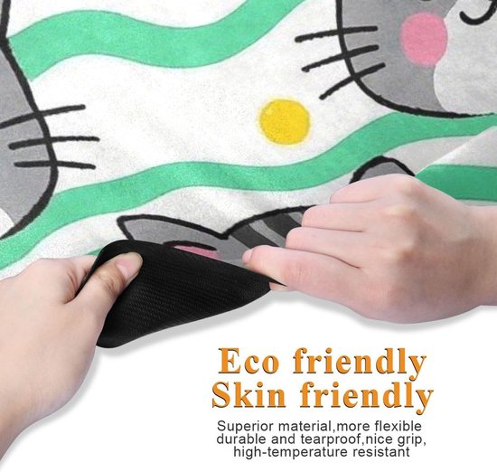 Yoga Mat - Oefenmat Fitness - Thuis Sporten - Antislip Natuurrubber - 180x66 cm - Grijze Kat Cartoon — afbeelding 4